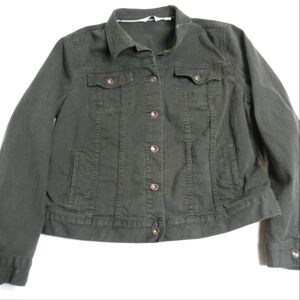 L.L. Bean Jean Jacket Women's Large Olive Green Denim